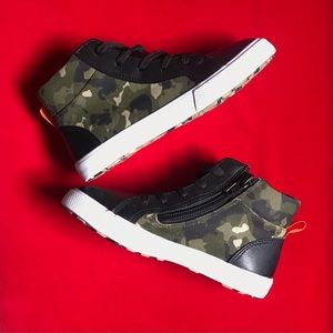 TUCKER + TATE Cooper Side Zip High Top Sneakers Olive Camouflage Faux Leather
